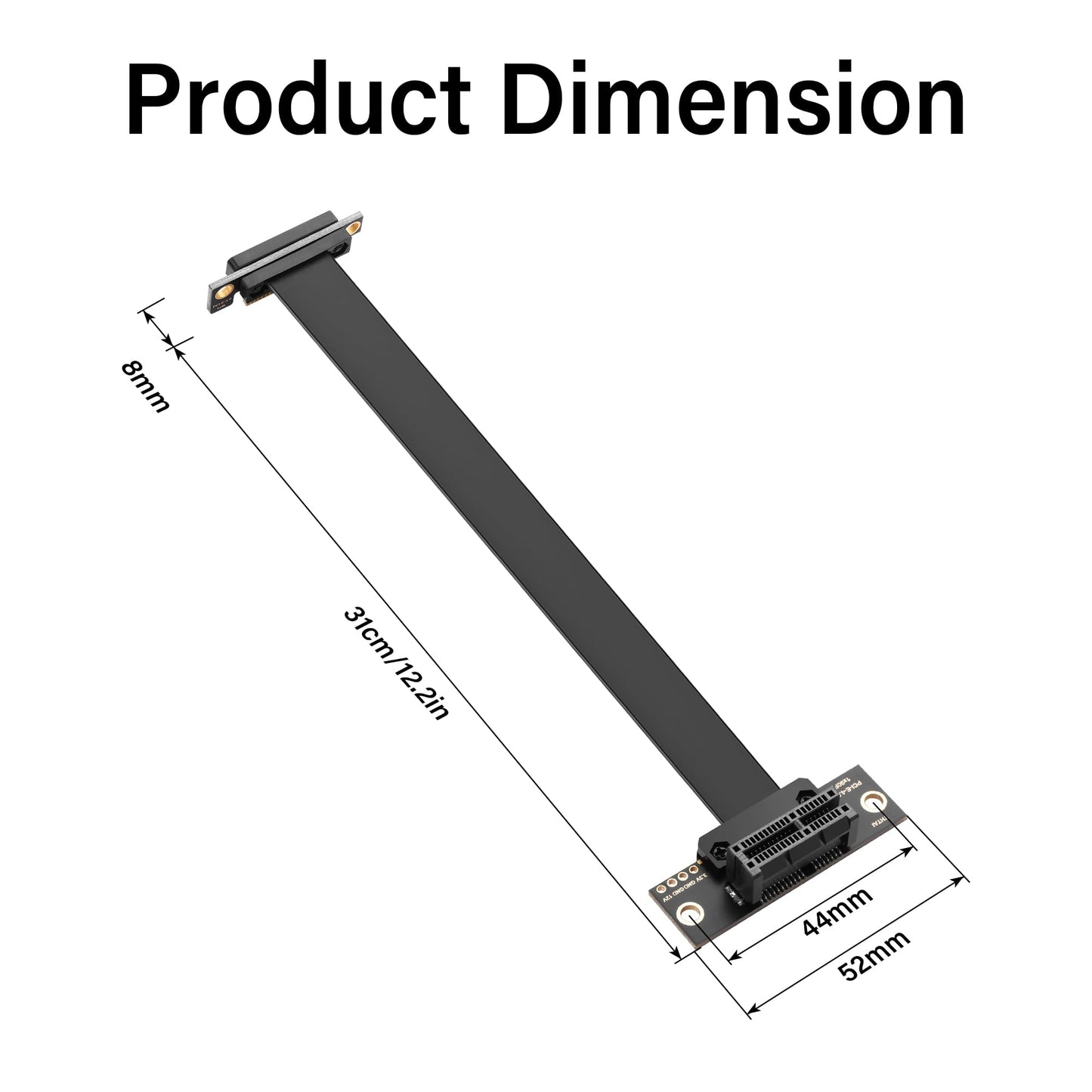 SinLoon PCIe 4.0 X1 Extension Cable 90 Degree PCI-E 1X Male to Female Riser Cable (30CM)