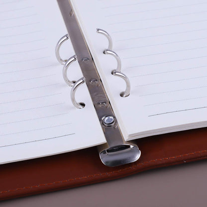 Antner A5 Binder 6 Ring Refillable Notebook Planner Cover for A5 Refill Paper, PU Leather Small Binder Budget Planner Photocard Holder Loose Leaf Personal Organizer with Magnetic Buckle, Brown