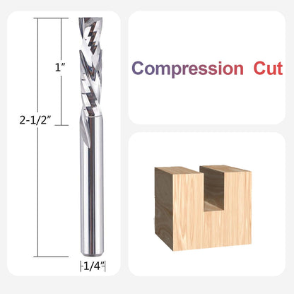 SpeTool Carbide Spiral Router Bits Up&Down Compression Bit 1/4 X 1 inch Cutting Size with 1/4 inch Shank for Woodwork CNC Router Bit Engraving Carving Mortise Groove Tools…