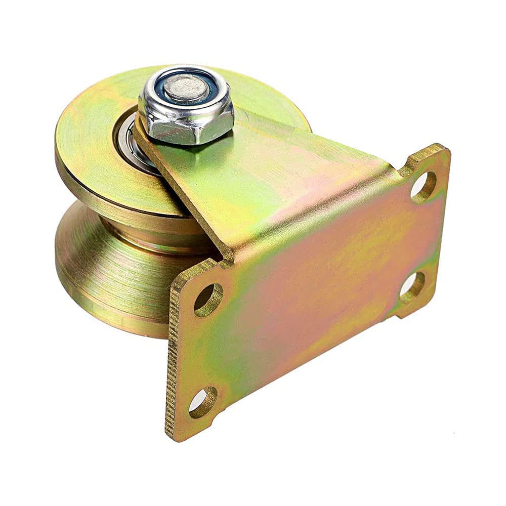 Lyplus 2" V Groove Wheel Heavy Duty Rigid Caster with Bracket for Inverted Track, Sliding Gate, Rolling Gate, Industrial Machines, Wire Rope Rail, Loading Capacity 660 lbs - 4 Pack