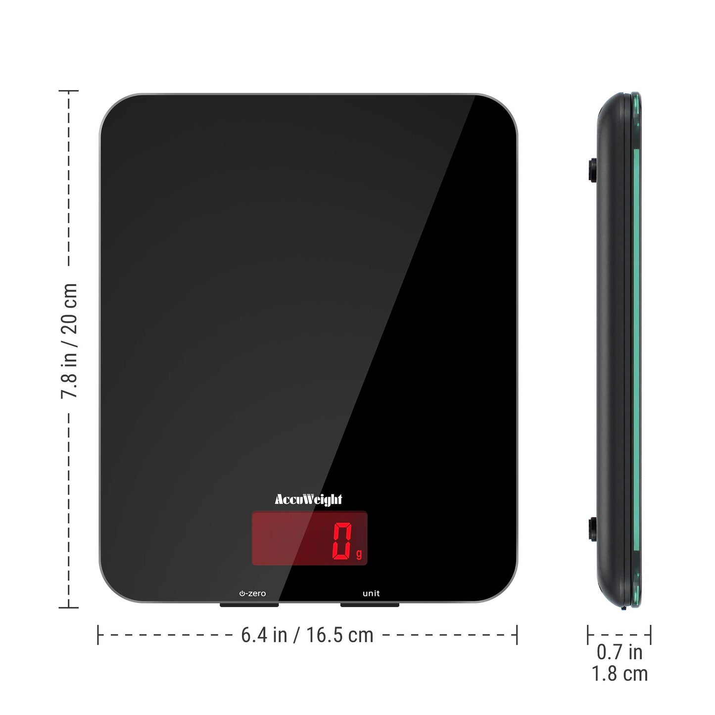 Accuweight 201B Digital Food Scale with Tempered Glass Surface, 5kg/11lb Kitchen Scale with LCD Display, 4 Units & 0.1oz/1g Precision Weight Scale for Baking Cooking Meal Prep
