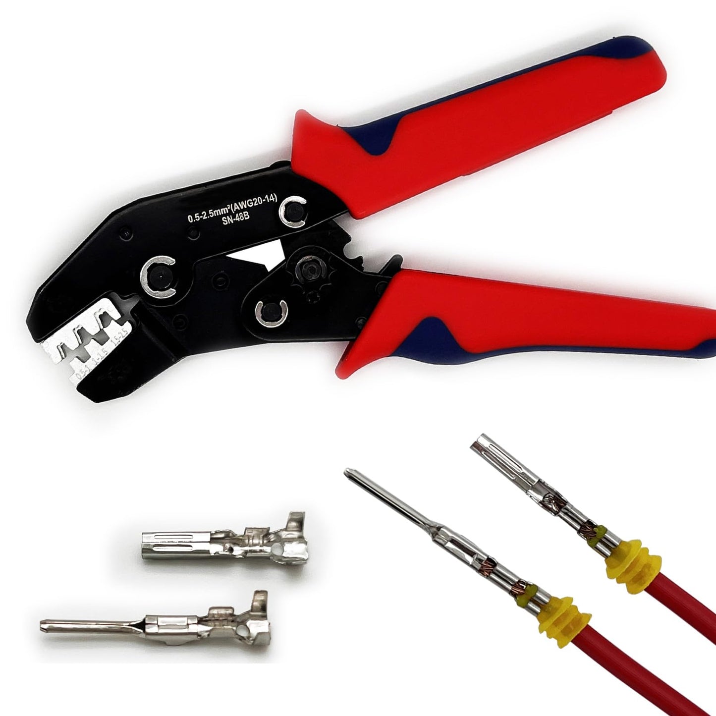 Twippo Crimping Tool with Ratchet, Ratcheting Wire Crimper Tool for Open Barrel Terminal Connectors, Electrical Crimping Tool, Crimping Pliers for 20-14 AWG