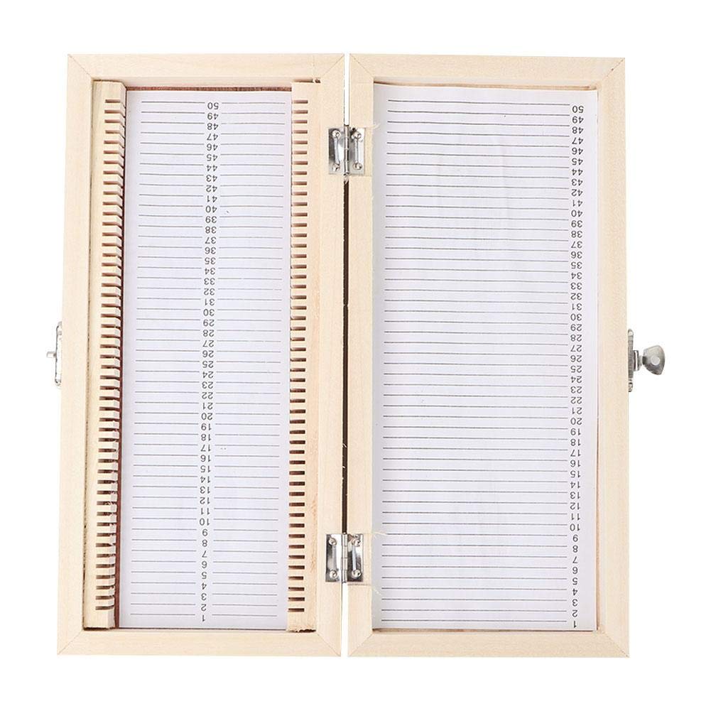 50PCS Biology Glass Prepared Microscope Slides Specimens Wooden Slide Storage Box Case Biology Slide Holder Scientific Microscope Slide Box