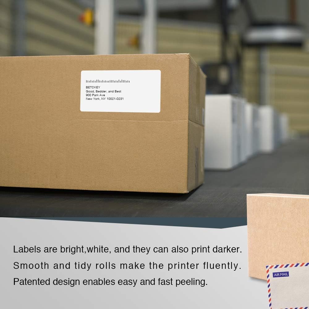 BETCKEY - Compatible DYMO 30323 (2-1/8" x 4") Shipping/Name Badge Labels, Compatible with DYMO Labelwriter 450, 4XL, NOT Fit 550 & 5XL [6 Rolls/1440 Labels]
