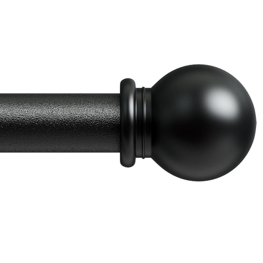 Black Curtain Rods 84-120, Long Adjustable 5/8"(16mm) Diameter Drapery Rod Set, Heavy Duty Metal Standard Curtain Rod for Patio Outdoor, Sliding Glass Door