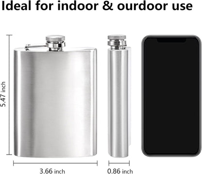 Tebery 8 oz Stainless Steel Hip Flask & Funnel Set, Set of 6