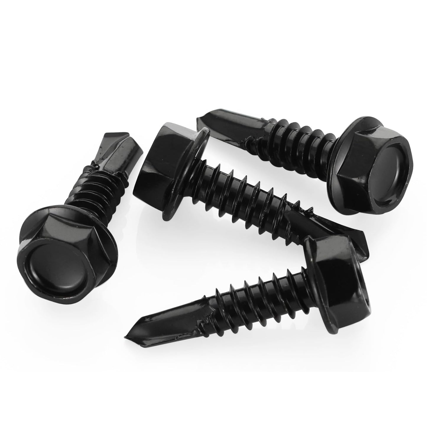 #14 x 1 Hex Washer Head Self Drilling Screws Black Oxidized, 410 Stainless Steel, 50 PCS