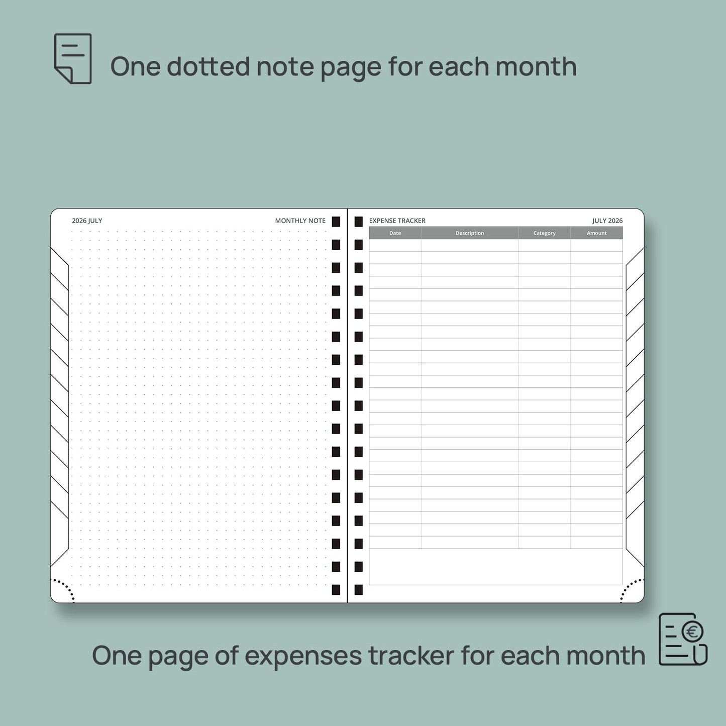 POPRUN 2026-2027 Monthly Planner, 6.5" x 8.5", 18 Month Calendar (July 2026 to December 2027) with Expense Tracker, Notes Pages, Sprial Bound, Leather Softcover - Magenta