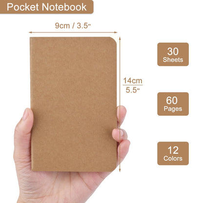 ZCZN 36 Pack Mini Blank Notebook, Jounural Kraft Notebooks, 30 Sheets/60 Pages, 3.5 * 5.5 Inches Notebooks Bulk, Diary, Subject, Memo Notebooks for Work, School, Office (36)