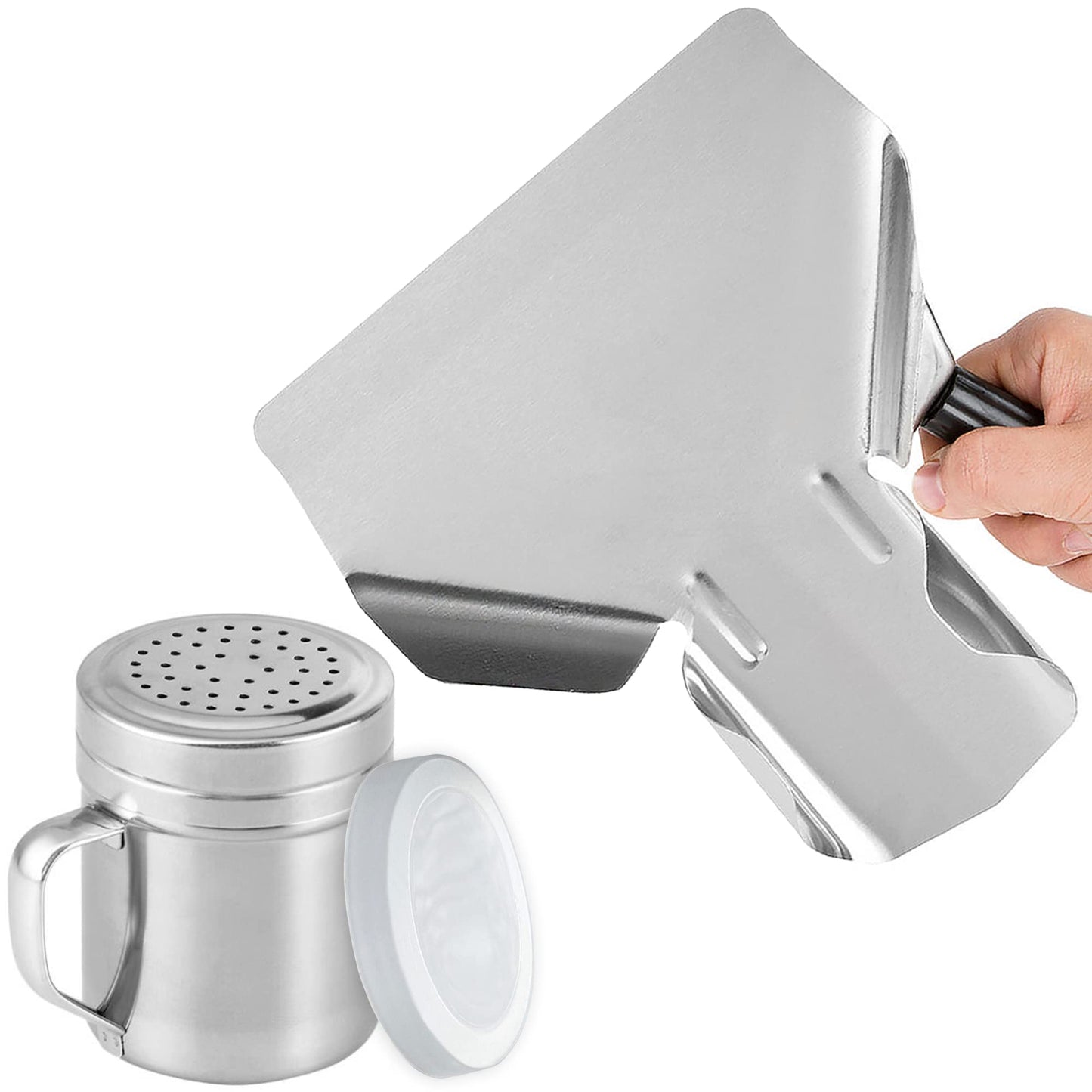 CUSINIUM Popcorn Scoop and Dredge Bundle - Metal Popcorn Scooper - French Fry Scoop