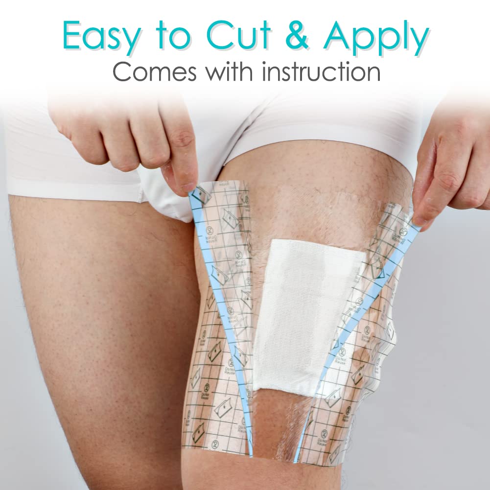 Waterproof Shower Bandage Protector [Pack of 50], 6"x8" Dialysis Catheter Shower Cover Wound PD Peritoneal Dialysis Chemo Port Chest Feeding Tube G-Tube PICC Line Film Dressing