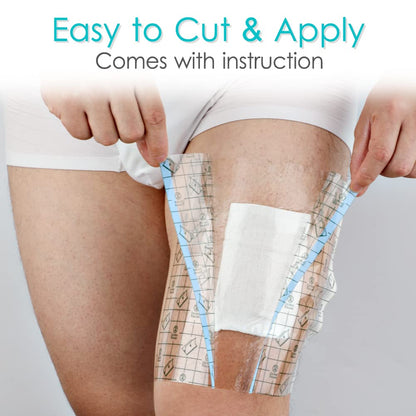 Waterproof Shower Bandage Protector [Pack of 50], 6"x8" Dialysis Catheter Shower Cover Wound PD Peritoneal Dialysis Chemo Port Chest Feeding Tube G-Tube PICC Line Film Dressing