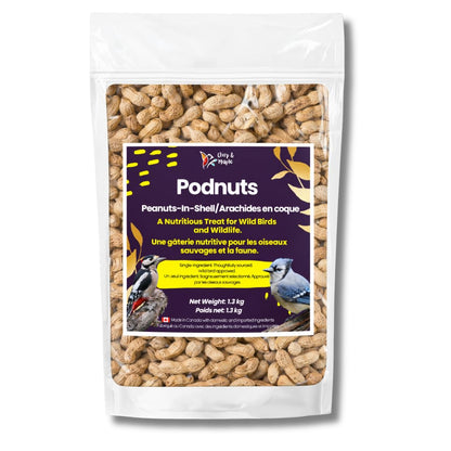 Chirp & Maple, Unsalted Peanuts in Shell for Wild Birds and Wildlife, Raw Unroasted, Podnuts - Wild Bird Food 1.3KG Bag