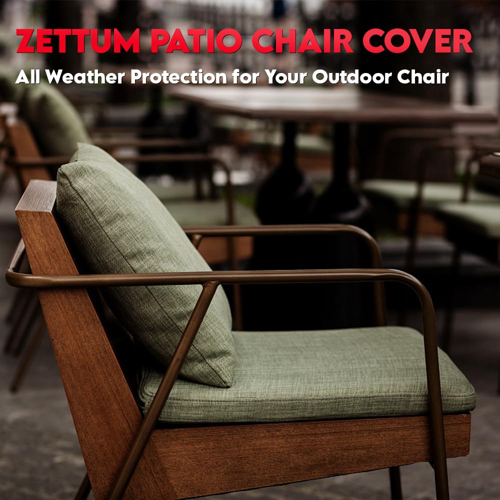 Zettum Stackable Patio Chair Cover - 600D Outdoor Chair Cover Waterproof & Heavy Duty, Lawn Furniture Stacking Seat Cover for 4-6 Outdoor Stackable Dining Chairs - 28 x 36 x 47 Inch