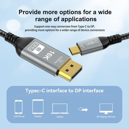 YIWENTEC USB C to DisplayPort 2.1 Cable, 16K 30Hz 8K 60Hz 4K 240Hz, Thunderbolt 4/3 to DP Cable 40Gbps, Compatible with MST/Clamshell Mode, Type C DP 2.1 Cable (2M)