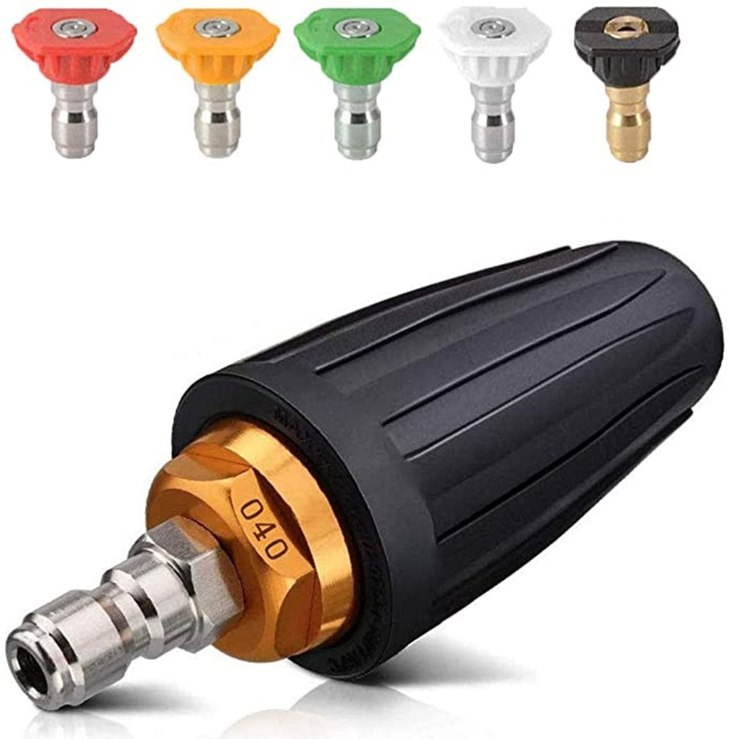 Pressure Washer Nozzle Spray Tips Full Set, 4000PSI 360° Rotating Turbo Nozzle 4.0 GPM 4.0 Orifice,with Spray Nozzle Tips Kit,1/4'' Quick Connect