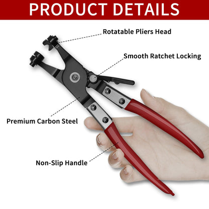 WISEUP 4PCS Hose Clamp Pliers Set - Includes 27" Long Reach Wire Spring Plier, Clic-R Type Pliers, Hose Remover & Flat Band Clamp Tool - for Automotive Fuel, Oil, Coolant, Radiator Hoses