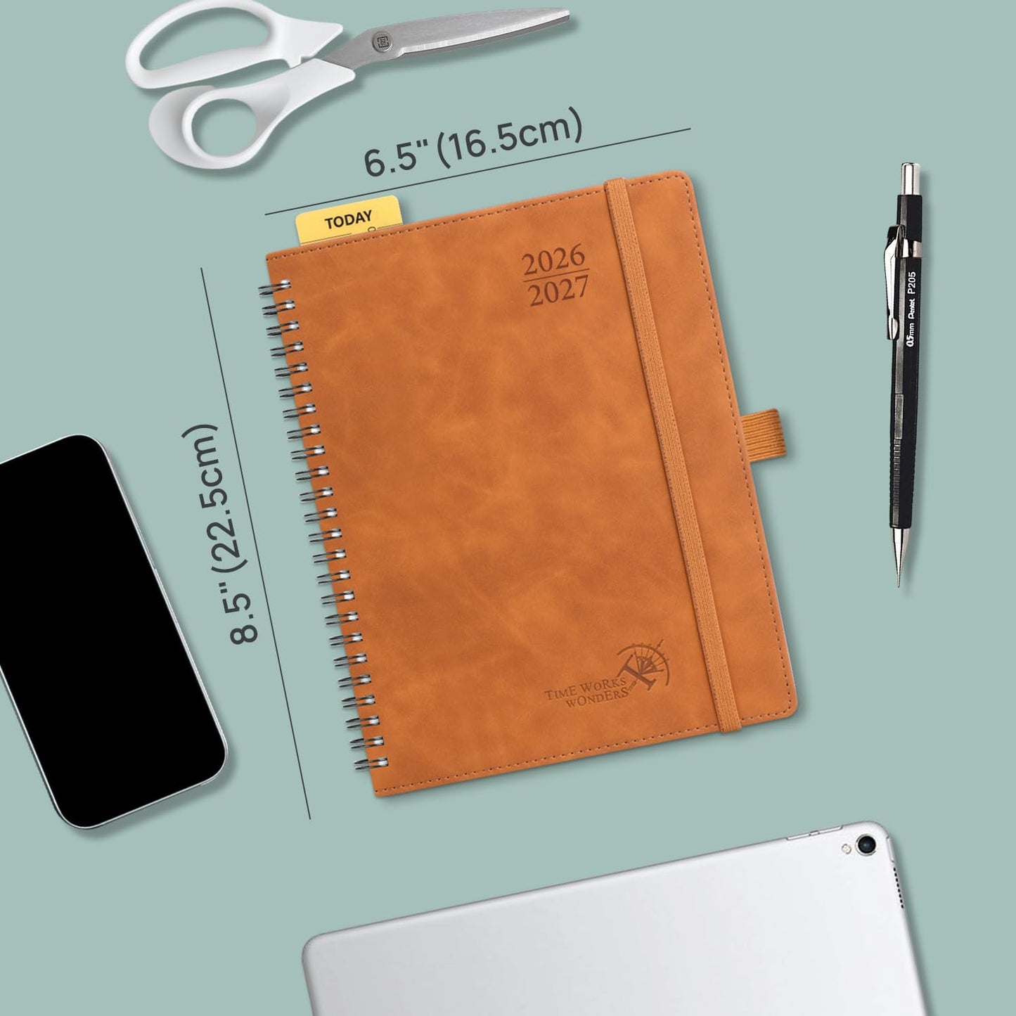POPRUN 2026-2027 Monthly Planner, 6.5" x 8.5", 18 Month Calendar (July 2026 to December 2027) with Expense Tracker, Notes Pages, Sprial Bound, Leather Softcover - Magenta