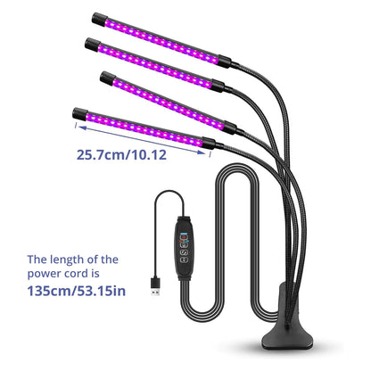 Sondiko Grow Lights for Indoor Plants Full Spectrum - Auto On/Off Timer (3/9/12H) & Dimmer (9 Levels) - Adjustable Gooseneck - 3 Switch Modes - Great for Greenhouse, Home, Office