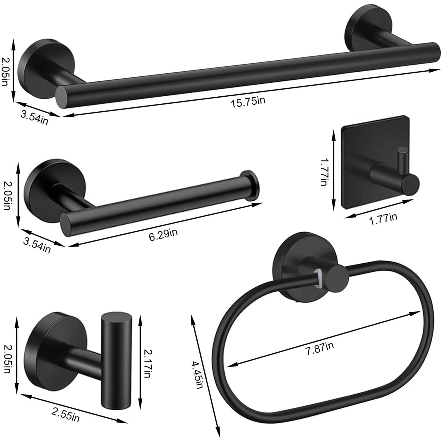 7-Piece Bathroom Accessories Set, Black Towel Rack Towel Holder Towel Bar, Towel Racks for Bathroom SUS304 Stainless Steel, Towel Holder Towel Rack Wall Mounted, Black