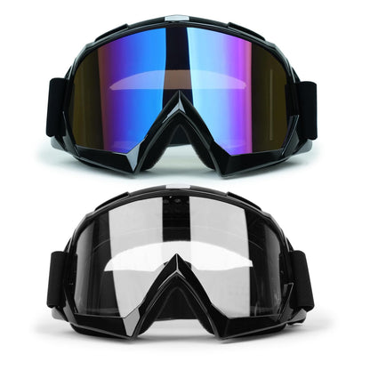 ATV Dirt Bike Goggles 2-Pack for Men Women - Motorcycle Motocross MX Riding UTV Helmet Offroad UV400 Anti-Scratch Fog Dustproof for Adults Youth Kids (Color+Clear)