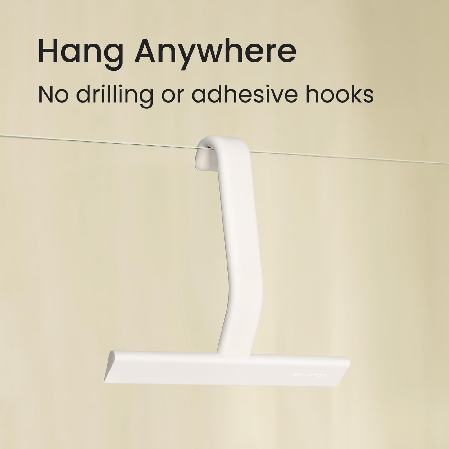 dancemoon JustHang Shower Squeegee for Glass Doors, All-One-Piece Silicone with Built-in Hook Design for Easy Hanging, Household Window Mirror Squeegee for Bathroom, Glass, Tile Wall,Car 10-Inch White