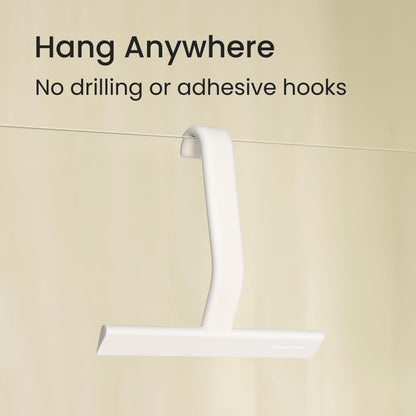 dancemoon JustHang Shower Squeegee for Glass Doors, All-One-Piece Silicone with Built-in Hook Design for Easy Hanging, Household Window Mirror Squeegee for Bathroom, Glass, Tile Wall,Car 10-Inch White