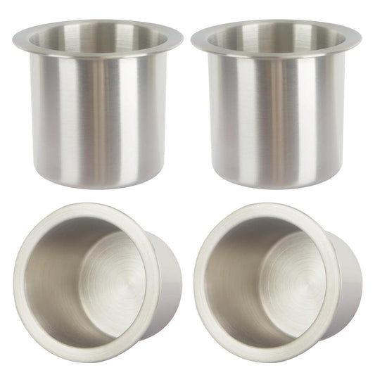 4Pcs Drop-in Cup Holder,304 Stainless Steel Automotive Cup Holders,Silver Poker Table Drink Holder Dining Table Cinema Sofa Yacht Boats Cars Touring RV Car Drop-in Drink Cup Holder