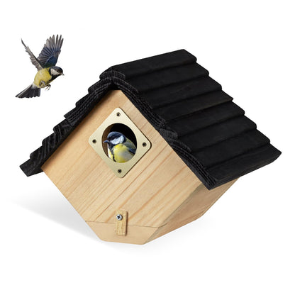 Bird House for Outside, Outdoor Bird Houses for Bluebirds, Finches & Cardinals - Natural Wooden Bird Nest with Easy Clean Design, Hanging Garden Decoration (8.5 x 6 x 6.8 Inch)