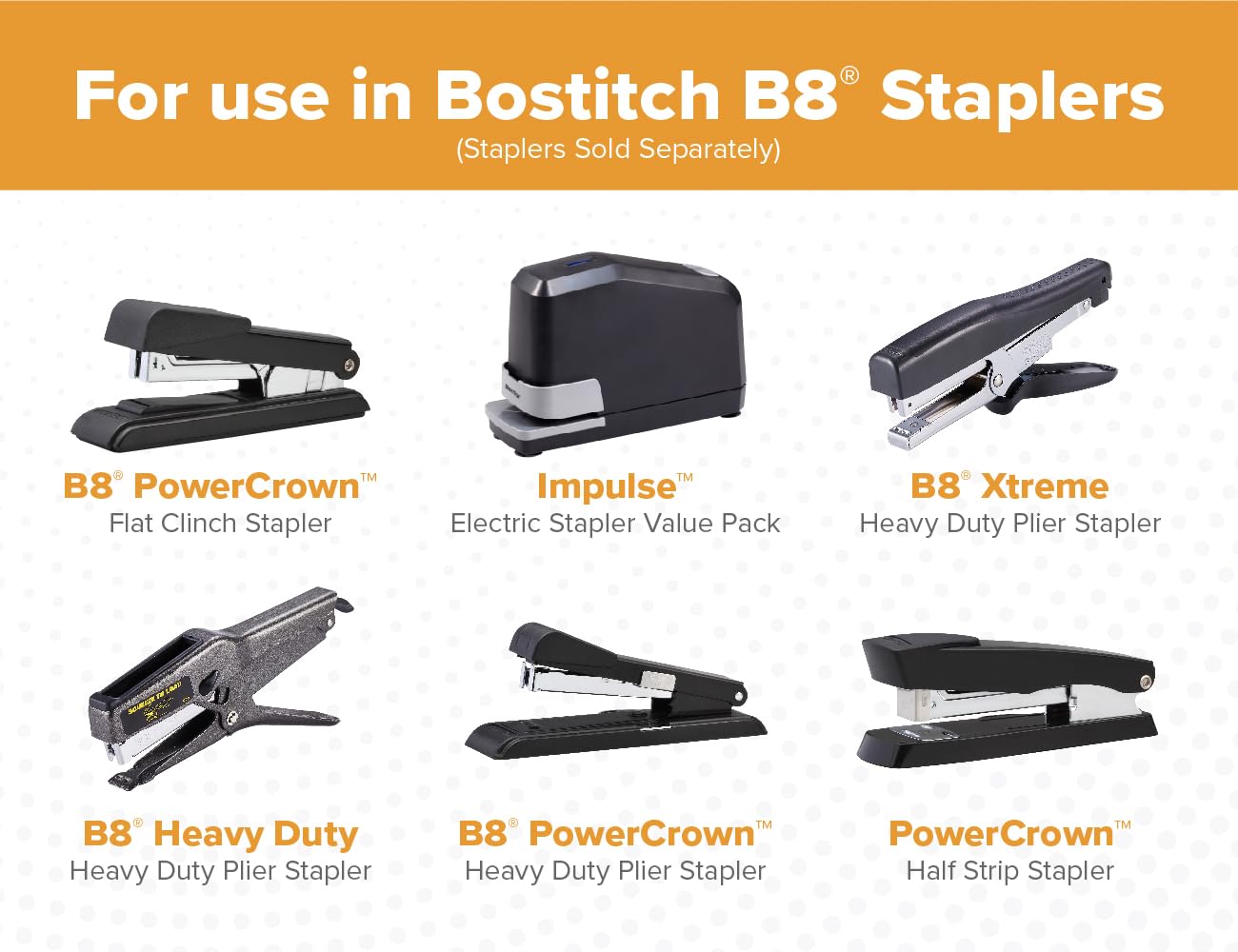 Bostitch Office B8 PowerCrown 0.25 Inch Staples, Pack of 40,000 Staples (STCRP21151/4-8), Silver