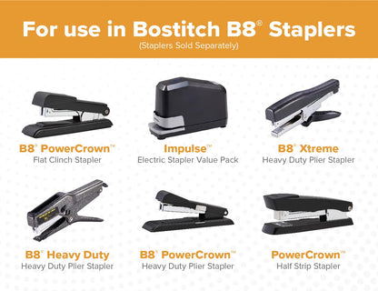 Bostitch Office B8 PowerCrown 0.25 Inch Staples, Pack of 40,000 Staples (STCRP21151/4-8), Silver