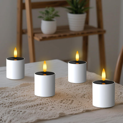 6pcs Solar Tea Lights Outdoor Waterproof,6pcs Rechargeable Dusk to Dawn Little Solar Votive Candles for Lantern Garden Camping and Home Decor