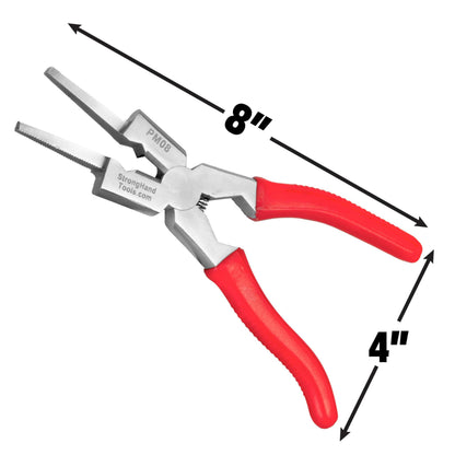 8” Mig Welding Plier, Nozzle Cleaner, Rounded Hammer Face, Tempered Wire Cutter, Ergonomic Vinyl Coated Handle, PM08, Strong Hand Tools