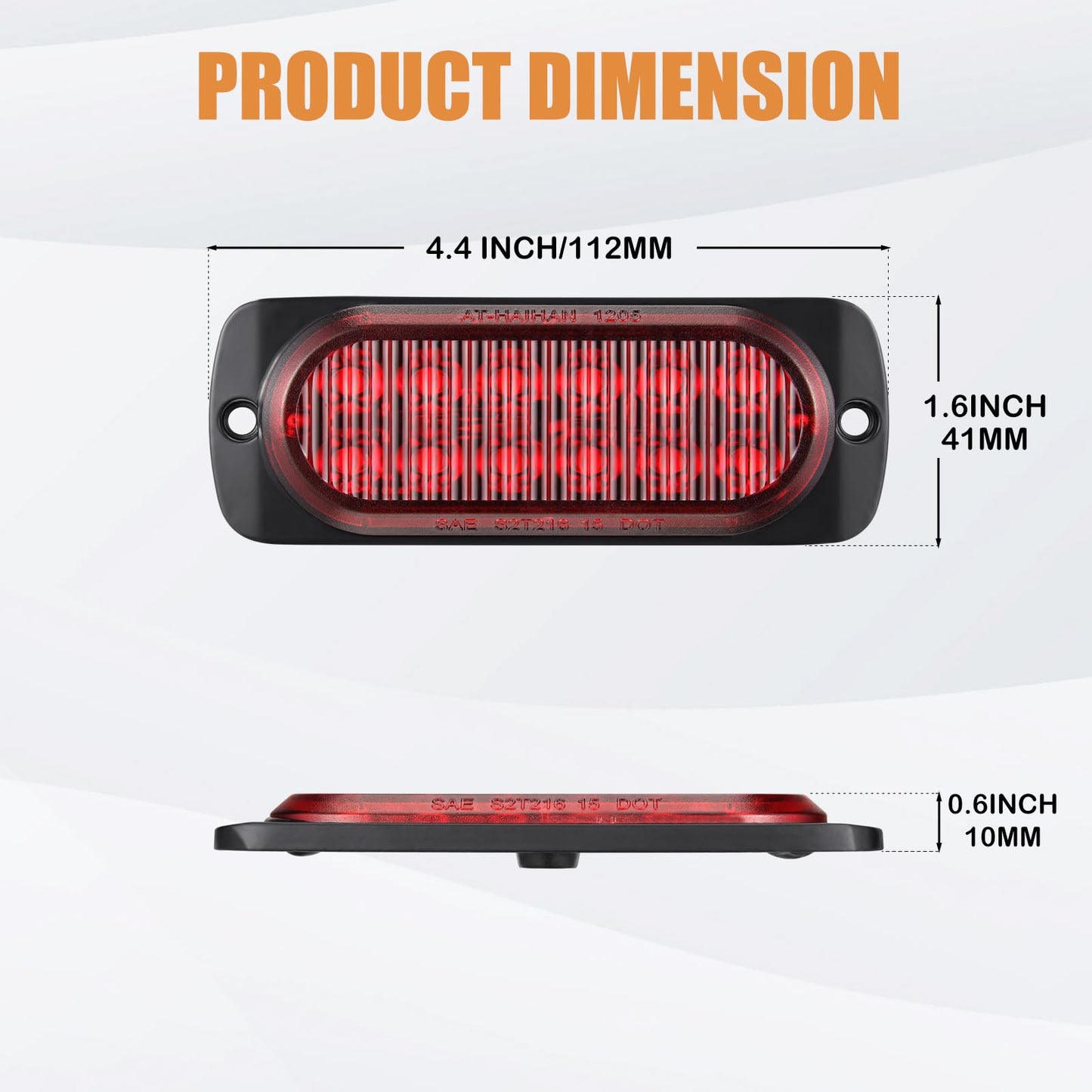 AT-HAIHAN Pack of 2 Aluminum Housing Red LED Trailer Stop Brake Turn Tail Lights, DOT Compliant Waterproof Surface Mount Lighting for Truck Tractor Jeep RV