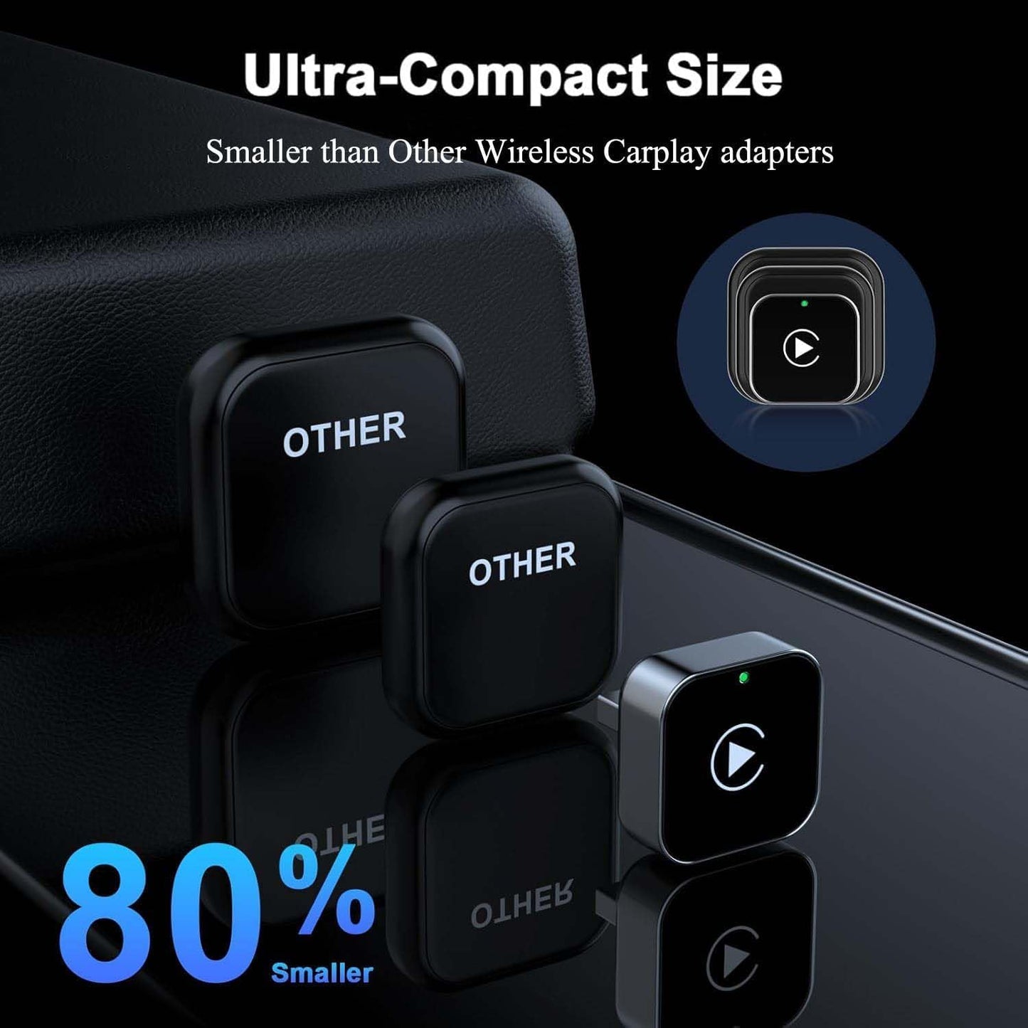 Wireless CarPlay Adapter for iPhone, 2026 Upgraded 2 in 1 Android Auto Wired Wireless Adapter, CarPlay to Device Mini T-Shaped for Car USB//Type-C Plug and Play, Fast & Stable