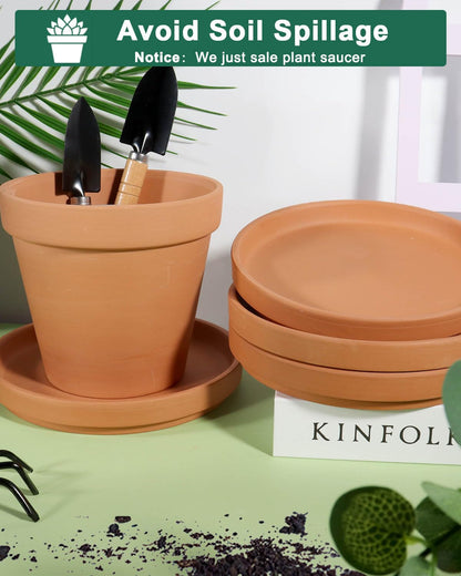 Terracotta Pot Plant Saucer -Round Plant Pot Saucers, Tiny Clay Plant Trays Great for Indoor Outdoor (4, 8 inch)