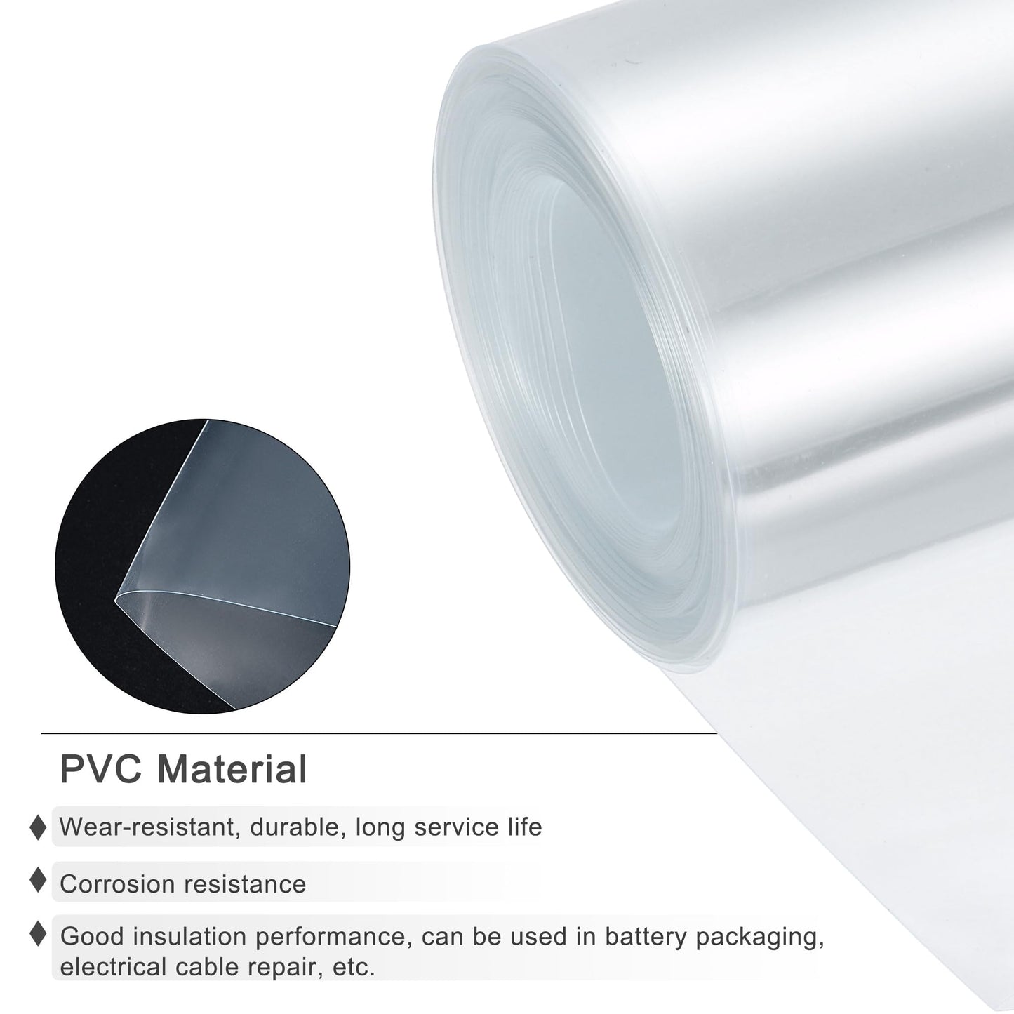 MECCANIXITY Battery Wrap PVC Heat Shrink Tubing 42mm Dia 66mm Flat 33 Feet(10meters) Clear Good Insulation for Battery Pack