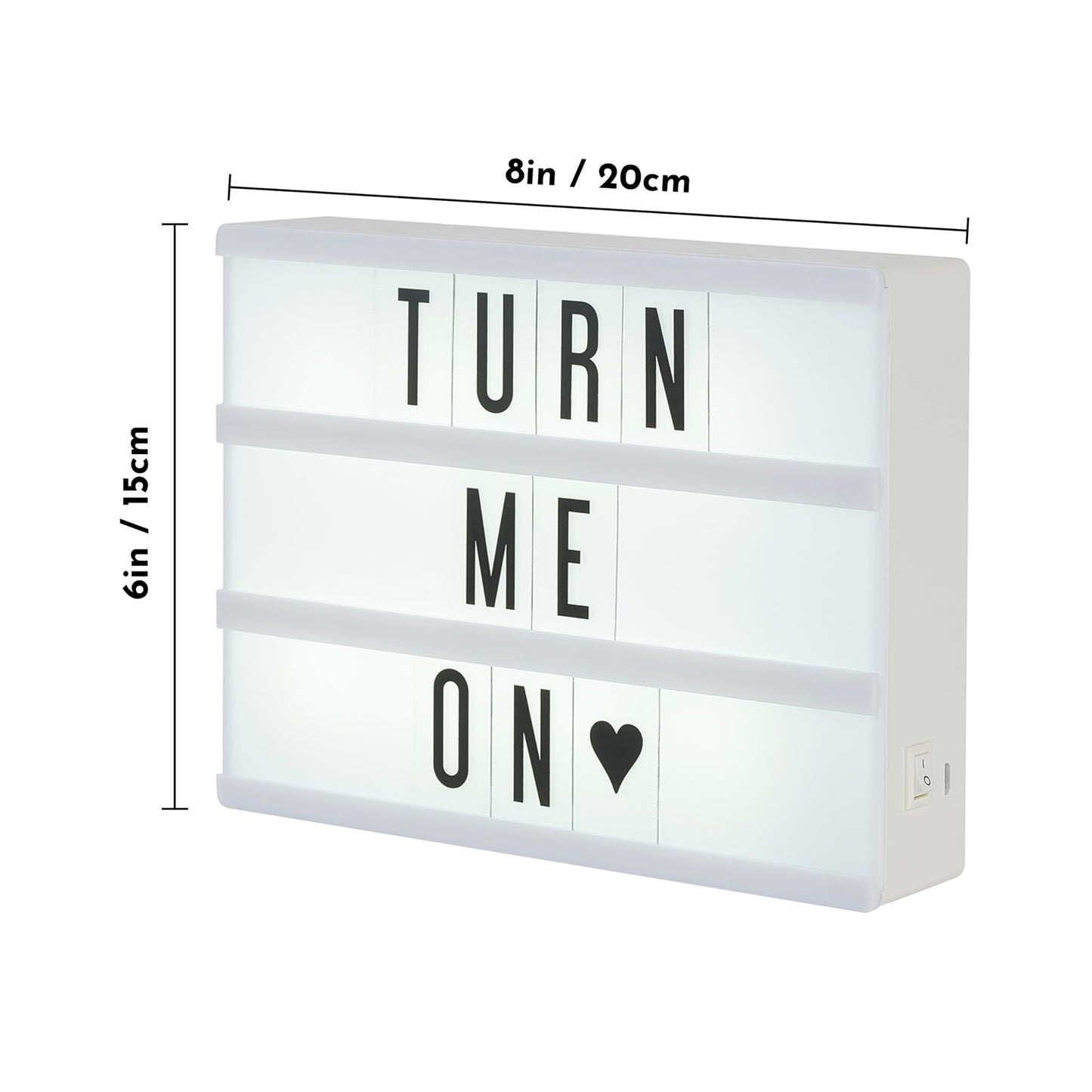 My Cinema Lightbox - The Mini Cinema Lightbox, LED Changeable Quote Sign To Create Personalized Messages, with 100 Letters, Numbers, & Symbols, USB or Battery Powered, A5 White