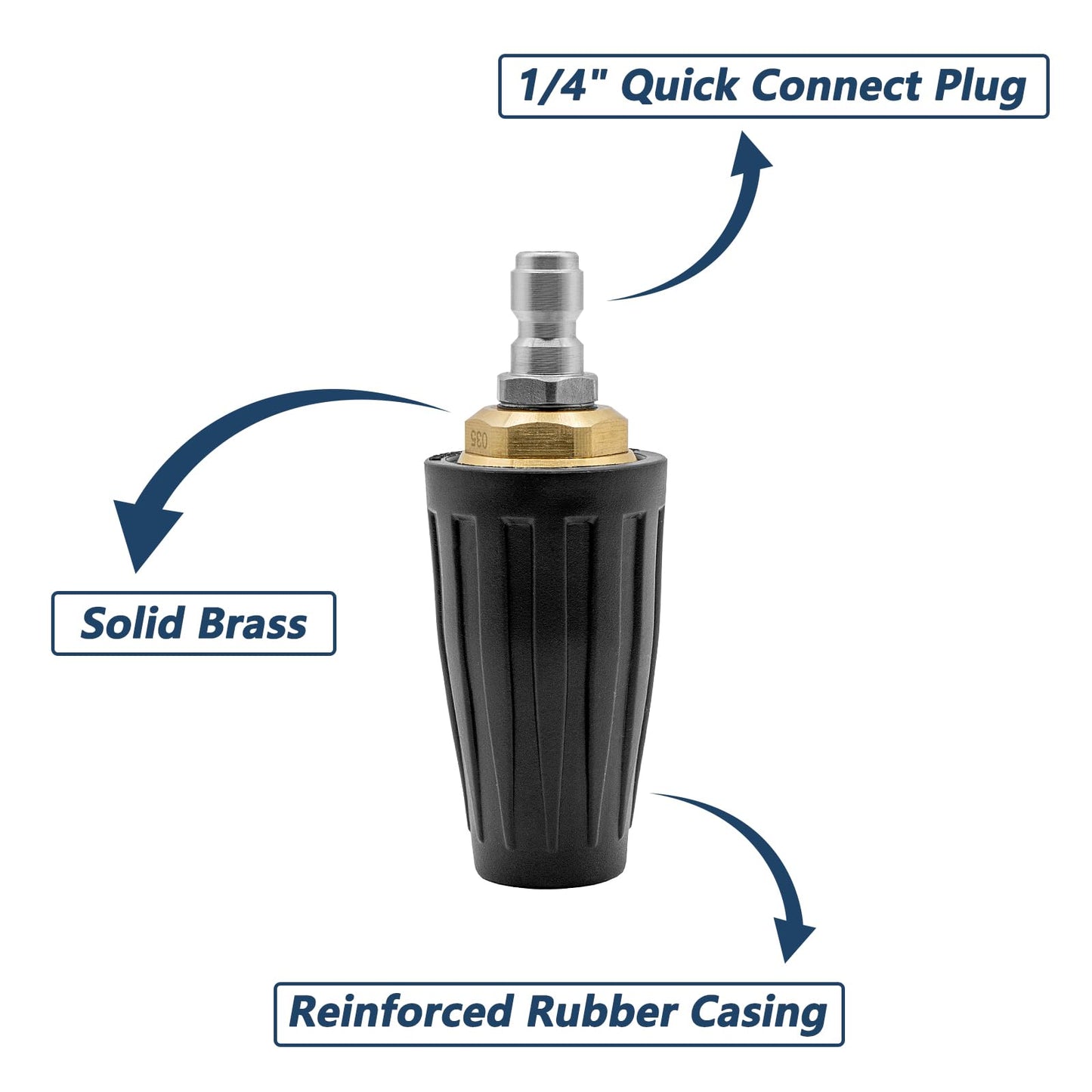 DERASL 3600 PSI Rotating Turbo Nozzle Tips,1/4 Quick Connect Rotating Turbo Pressure Washer Nozzle for Cold Water Pressure Washers(035)