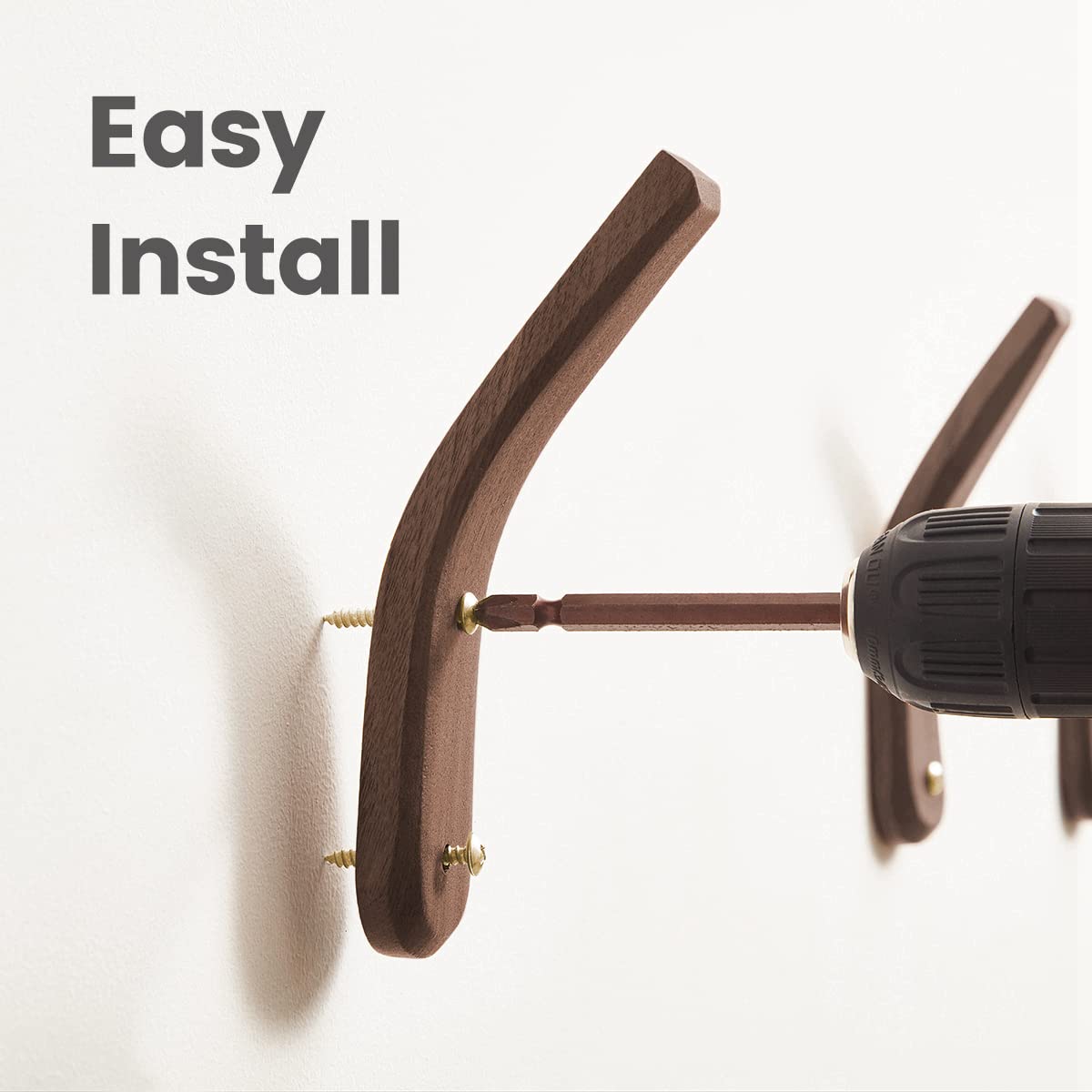 COCOYA Wood Coat Hooks Wall Mounted, Wall Hanger for Hanging Jacket Bag Towel Hat Backpack Clothes - Natural Walnut Pegs Mid Century Rustic Home Foyer Minimalist Entryway Decor Easy Install (4 Pack)