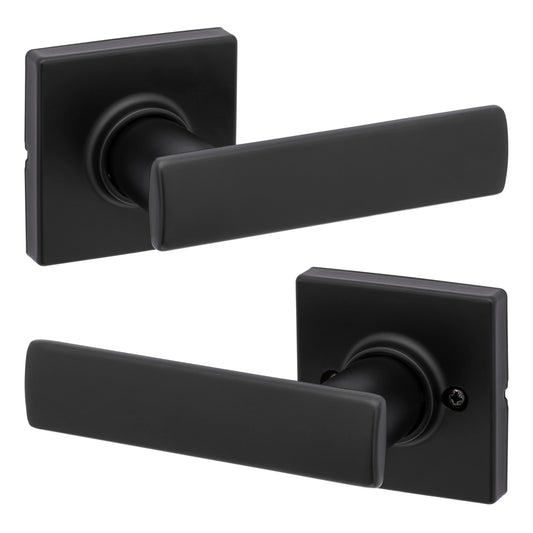 Weiser Breton Matte Black Passage Door Handle, Modern Décor Door Hardware, Reversible Hall/Closet Door Handle, Microban Embedded Finish