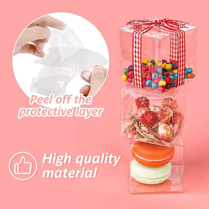 45Pcs Clear Favor Boxes,3 x 3 x 3 Inches Individual Transparent Cube Candy Boxes,Plastic Gift Boxes for Wedding Birthday Thanksgiving Halloween Christmas New Year Party