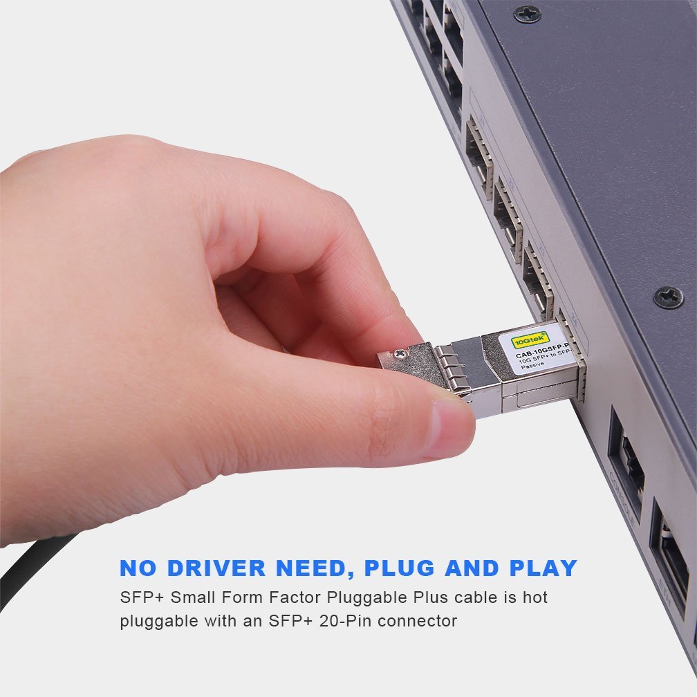 10Gtek SFP+ DAC Twinax Cable, Passive, Compatible with Cisco SFP-H10GB-CU5M,Ubiquiti UniFi, Meraki MA-CBL-TA-5M, Fortinet, Netgear, Mikrotik, ZTE Devices, and More, 5m(16.5ft)