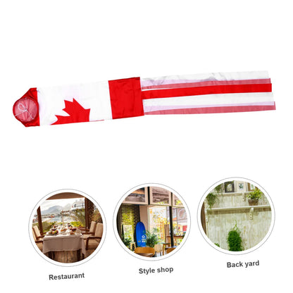 BESPORTBLE 4pcs Canadian Flag Windsock Outdoor Decoration, 27.55 * 14.17 * 3.54inch, Synthetic Silk Hanging Flags for Festivals, Barbecues, Sporting Events, and Backyard Decor