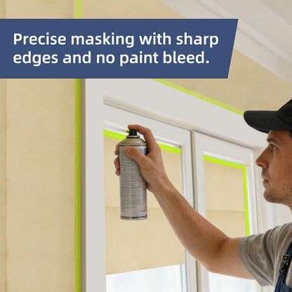 AMOGATO Pre-Taped Masking Paper, 12'' x 50FT, 4 Rolls, Premium Masking Paper Roll – Water-Resistant, Easy-Tear Painting Paper for Walls, Furniture, Cars – Professional & DIY Protection