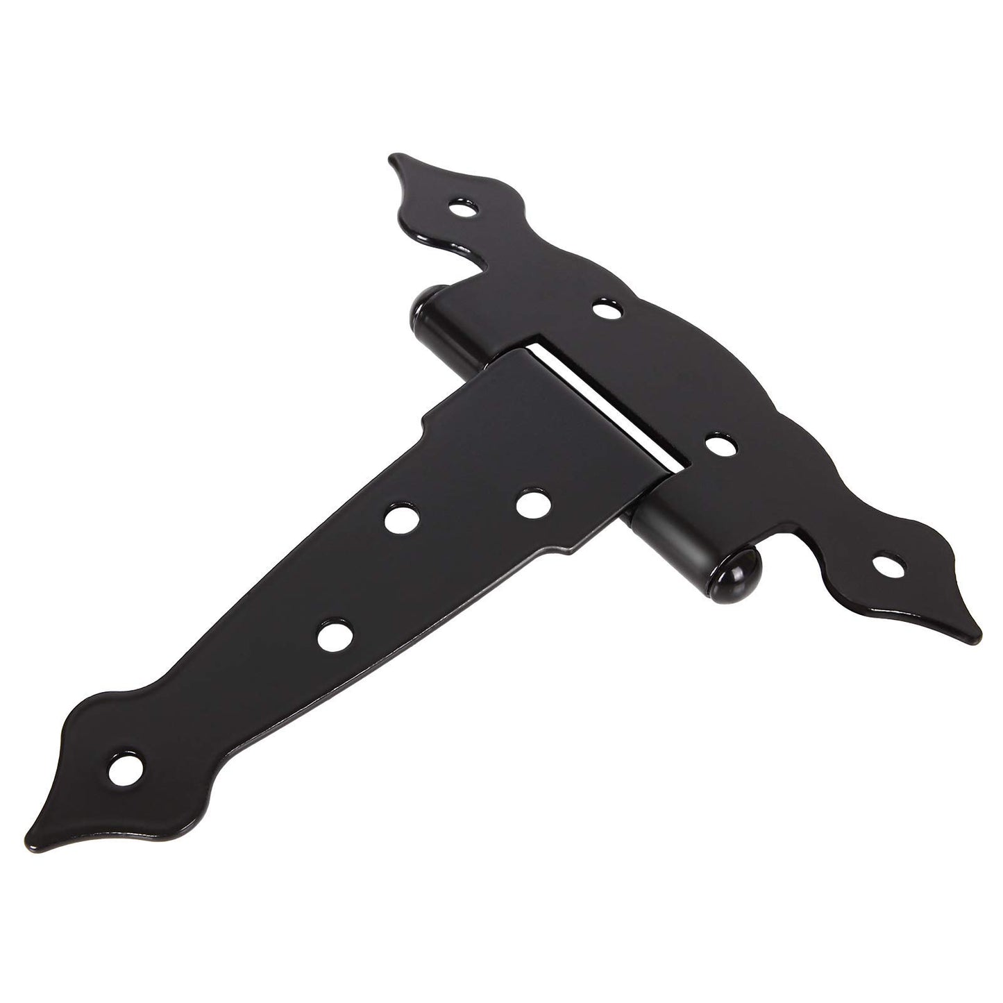 6 Pack Heavy Duty Gate Hinges - 5 Inch Barn Door Hinges Strap Hinges - Shed Door Outdoor Hinge Black T Hinge for Wood Fence