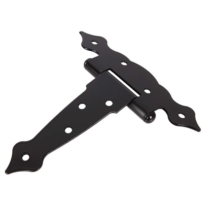 6 Pack Heavy Duty Gate Hinges - 5 Inch Barn Door Hinges Strap Hinges - Shed Door Outdoor Hinge Black T Hinge for Wood Fence