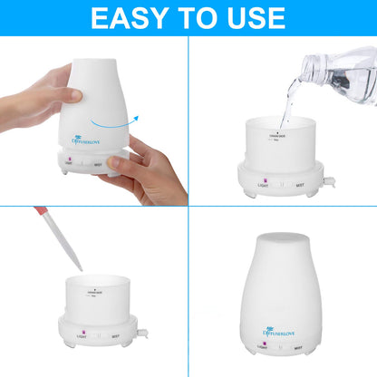 Diffuserlove Essential Oil Diffusers 200ML Remote Control Ultrasonic Mist Humidifiers BPA-Free Aromatherapy Diffuser with 7 Color Lights and Waterless Auto Shut-Off for Bedroom Office Kitchen