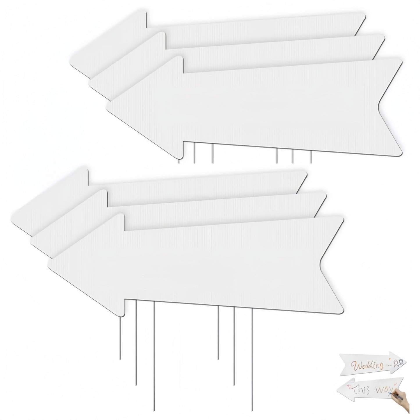Ai-OUMLEEF Arrow Yard Signs, 8pcs Blank Arrow Signs with Stakes, Wedding Directional Yard Signs, for Wedding, Birthday Party, Guide Decoration