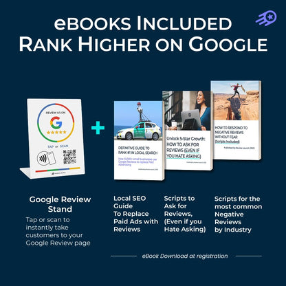 Review Launch Review Tap Card Compatible with Google Review Stand | Boost Online Reviews Google Rank with Fast Zappy NFC Tap QR Code Stand | Works Like a Digital Card tap dot Card (Card, 3 Pack)